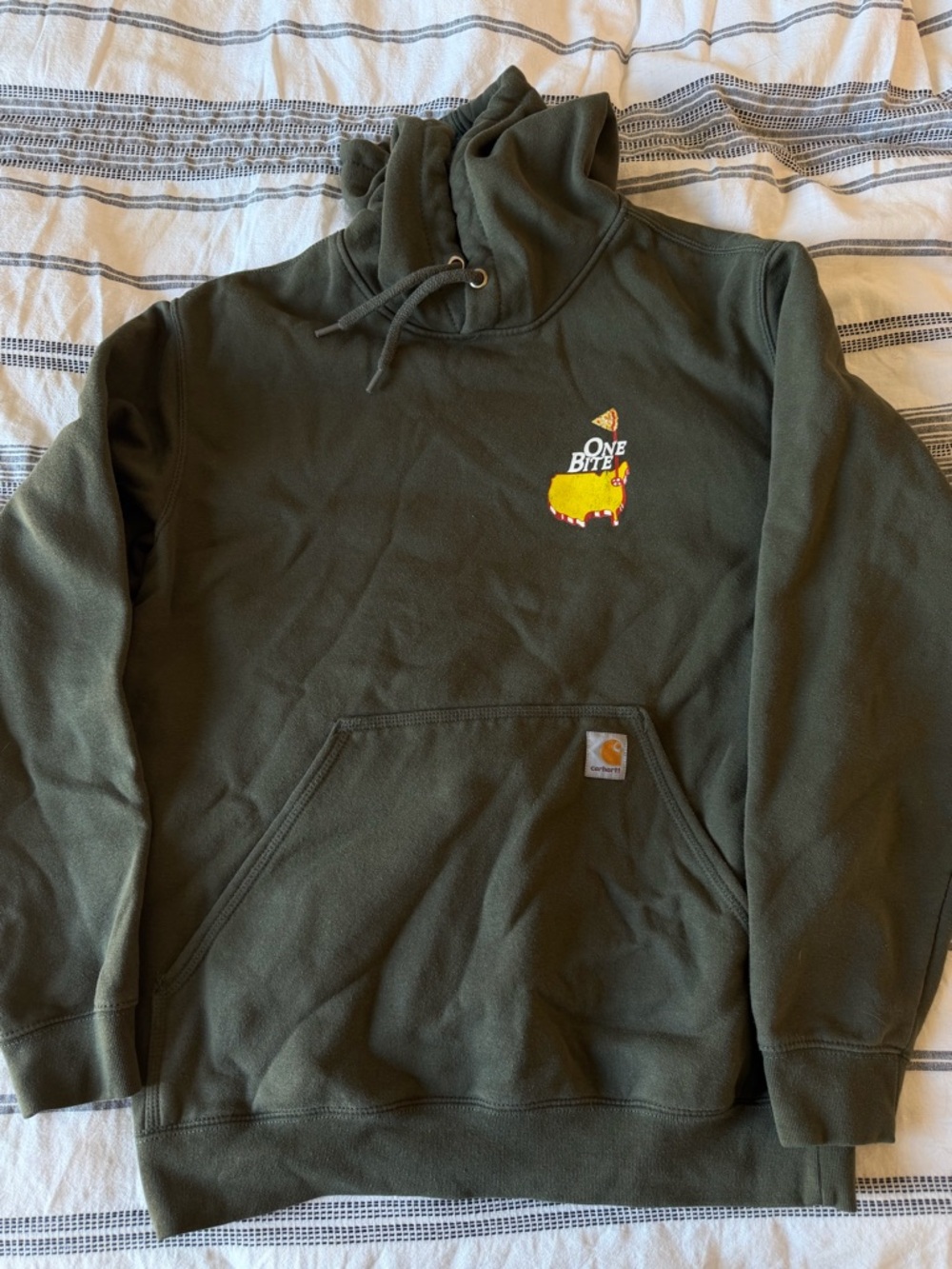 Carhartt Olive Green Crewneck Sweatshirt One Bite everybody knows the rules